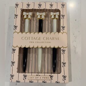 Set of 3 Bow Top Pens - Black & White